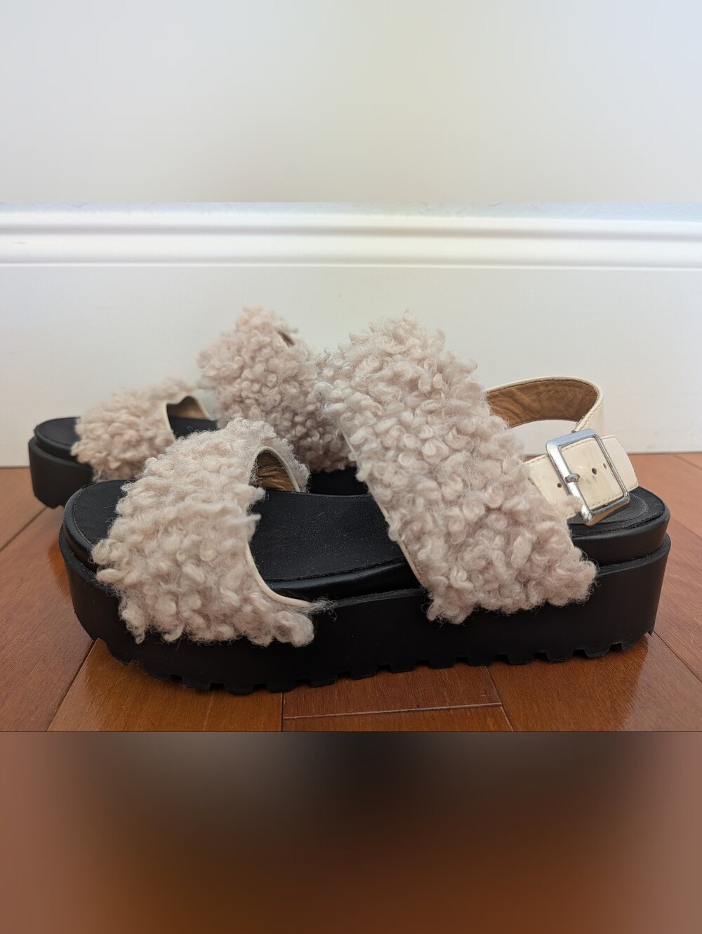 Lexi Faux Sherpa Platform Sandal